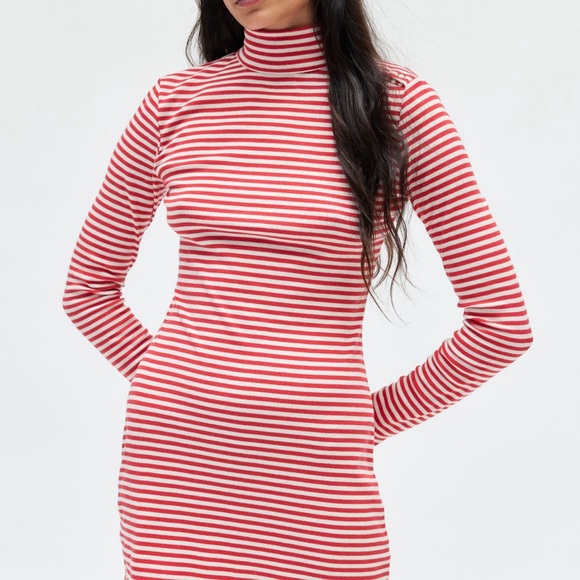 BDG Red and White Striped Long Sleeve Dress - Picture 1 of 4